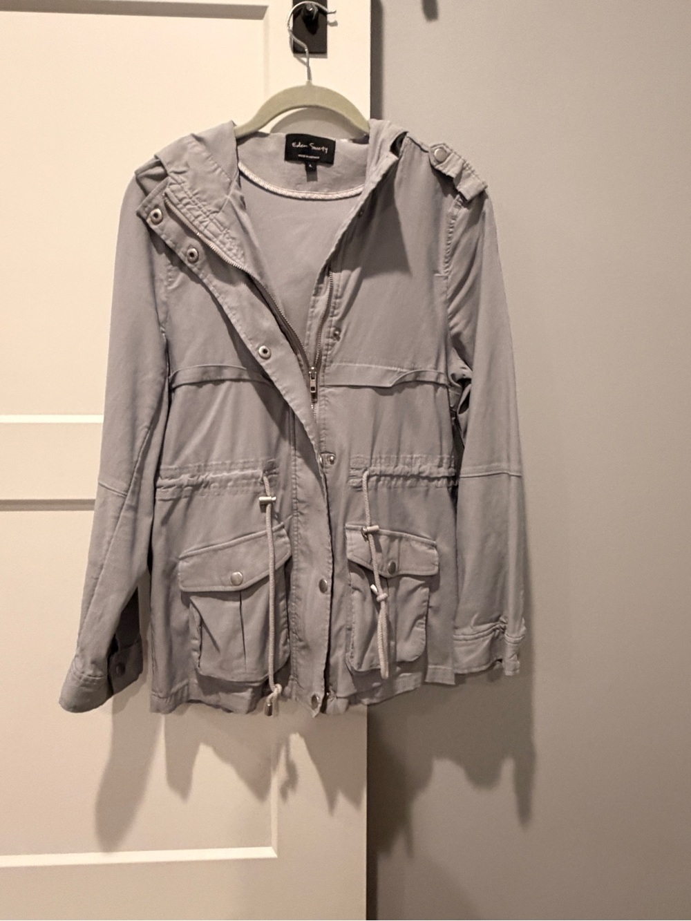 Eddie Bauer Light Gray Hooded Utility Jacket